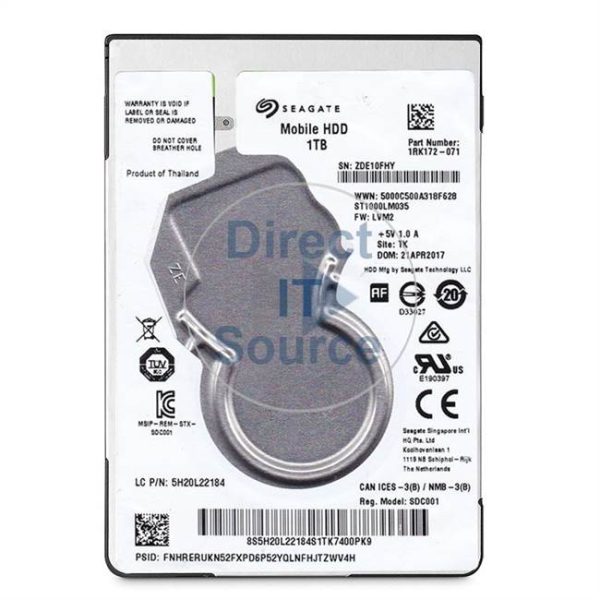 NOTEBOOK HARD DISK SEAGATE 1TB 2.5″ SATA