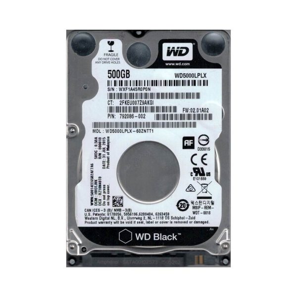 NOTEBOOK HARD DISK WD 500GB BLACK 2.5″ SATA