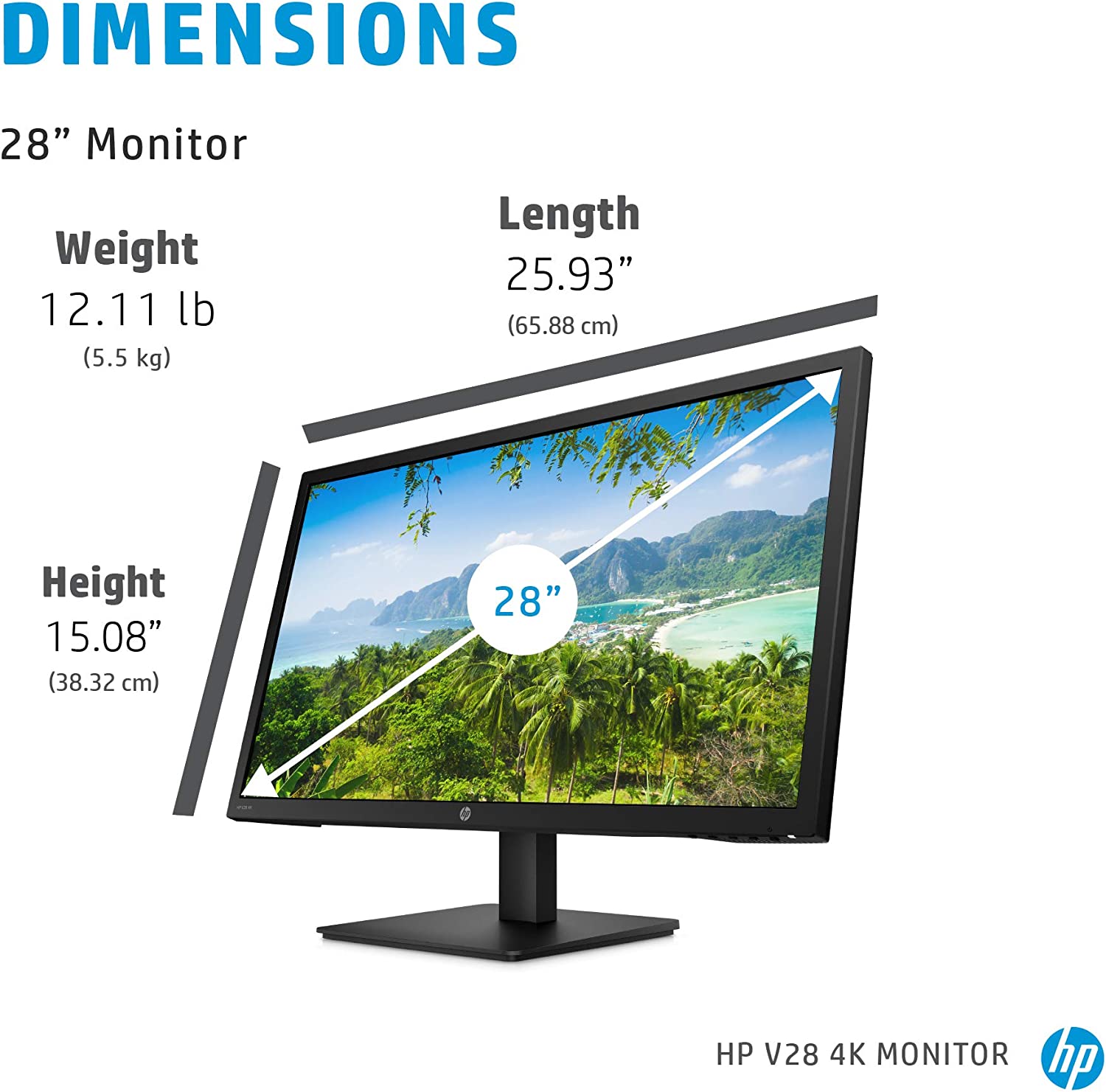 44-20 HP V28 28" 4K LED Monitor - product image