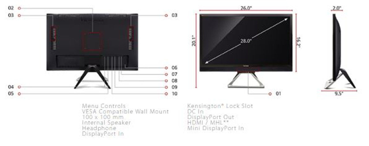 44-34 Monitor ViewSonic 28" 4K VX2880ML - product image