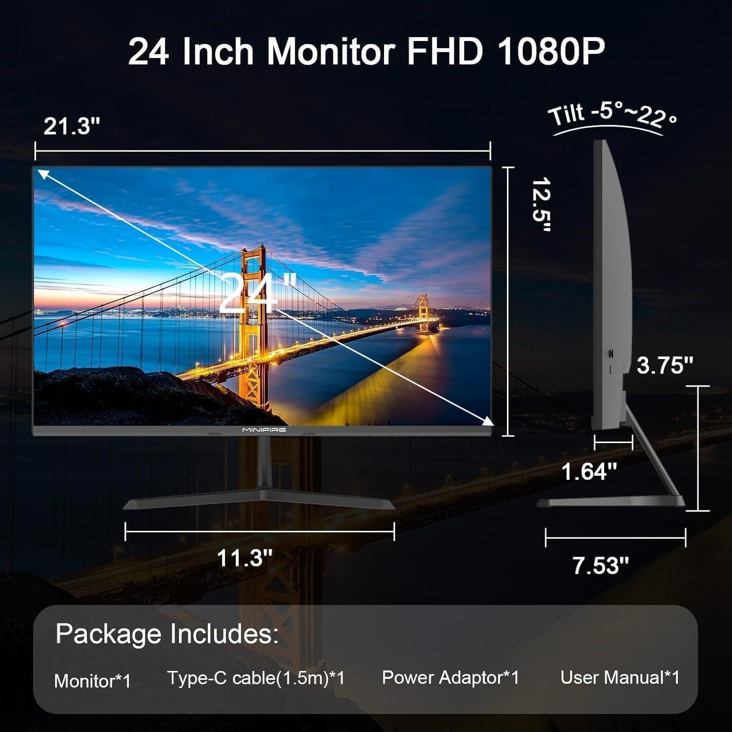 71Lkm7LLE7L_AC_SL1500_ MiniFire MF24X3AL Monitor 24" - product image