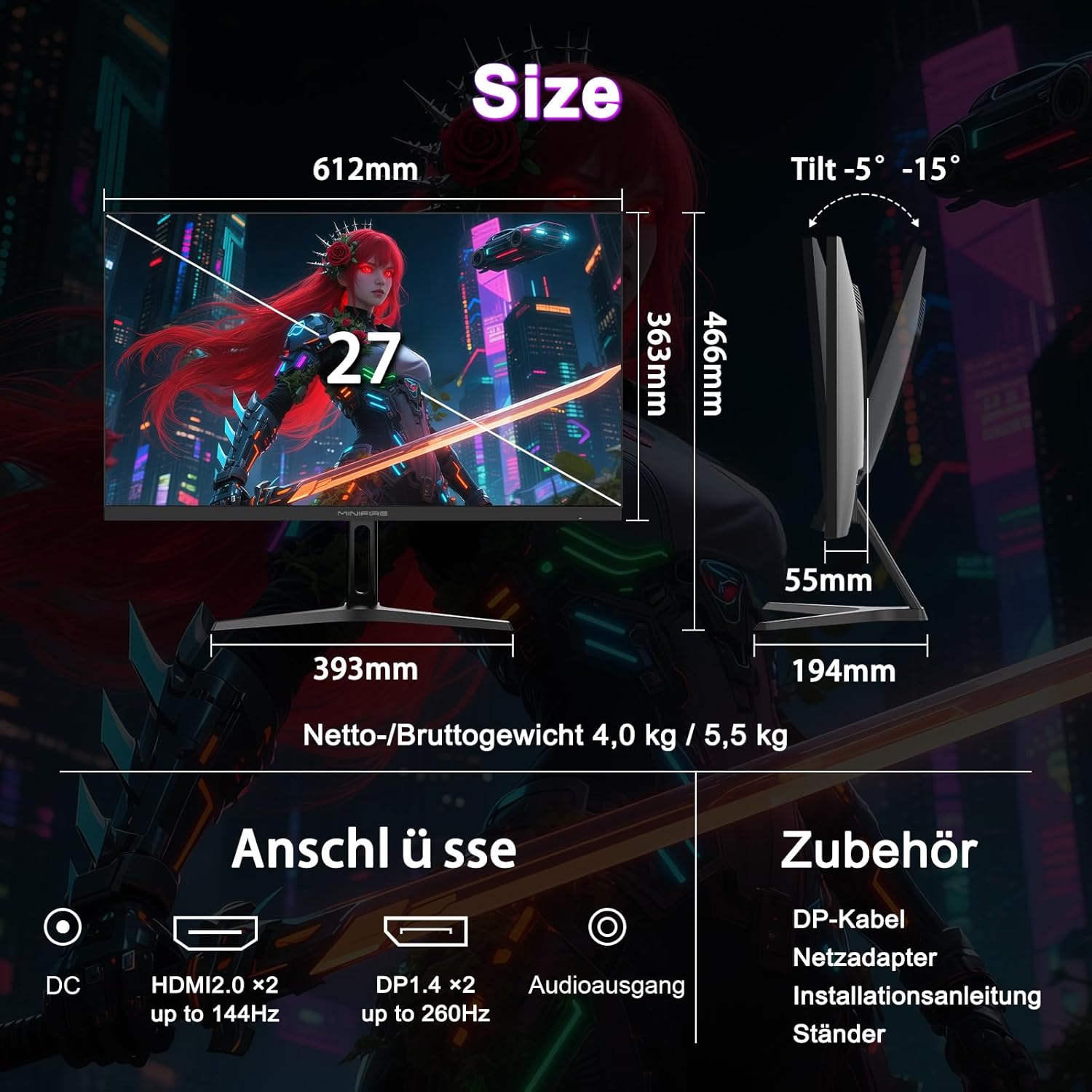 71dlUB4pVvL_AC_SL1500_ MiniFire MFG27F4Q Pro 27” Gaming Monitor - product image