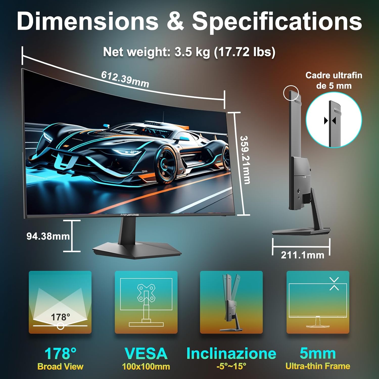 71fMA8urMzL_AC_SL1500_ MiniFire MF27C1 Curved Monitor 27" - product image