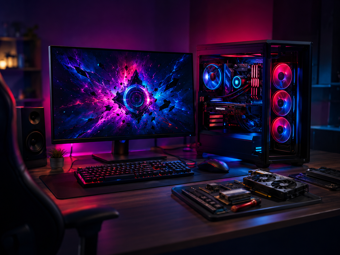 Desktop computer and gaming setup available from DR. PC