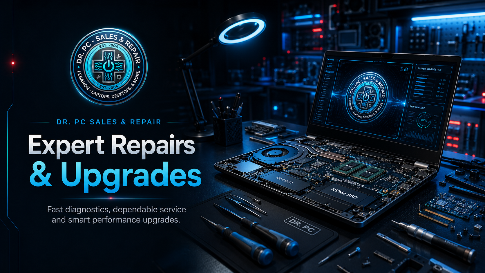 DR. PC all in one accessories showcase banner