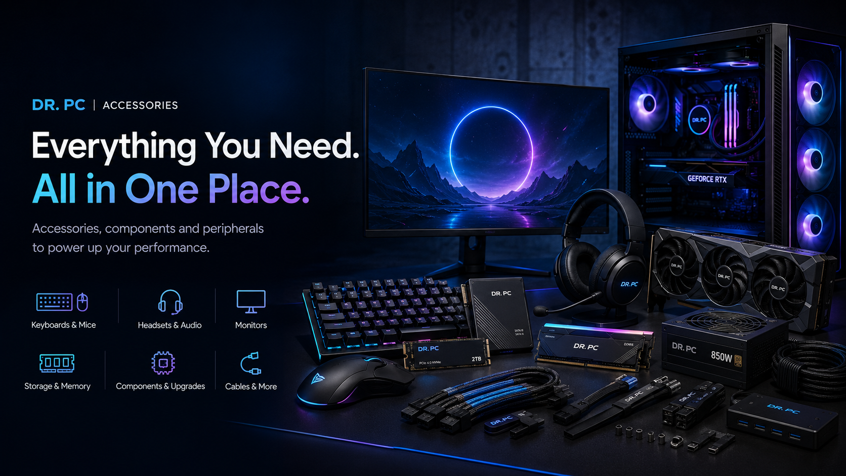 DR. PC accessories, components and peripherals banner