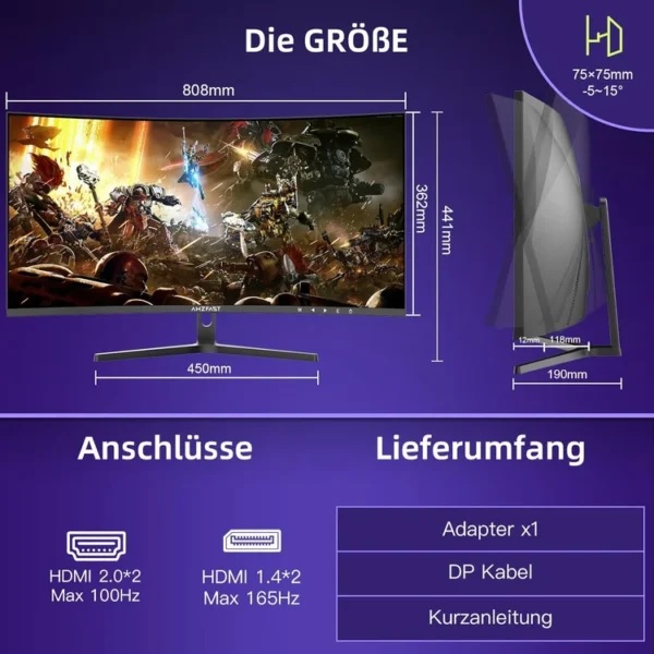 JLJKL Amazon AMZG34C5Q 34" Curved Gaming Monitor - product image