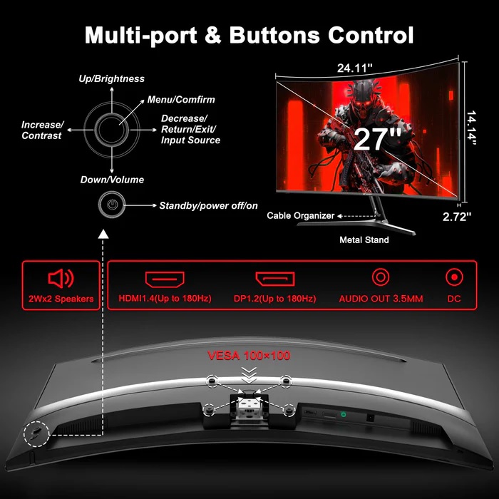 JLL MiniFire MFG27C1 27” Curved Monitor - product image